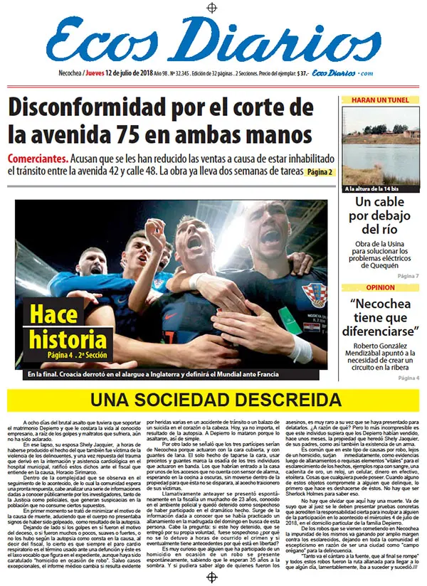 Tapa del 12 de julio de 2018