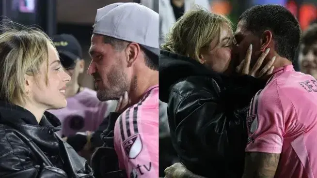 Tini y de Paul en el festejo del Inter Miami