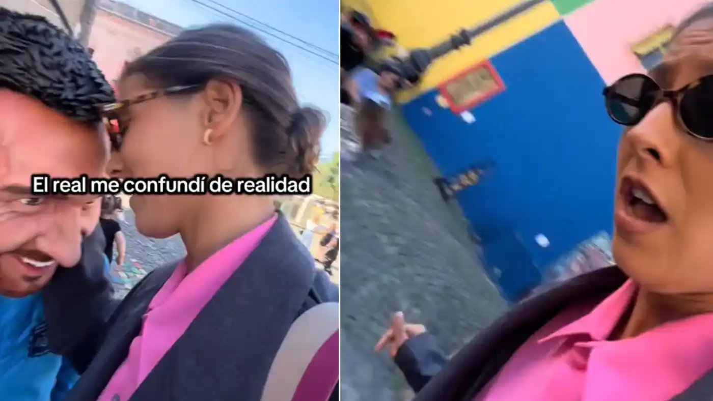 Quiso besar una “estatua” de Lionel Messi y terminó pegando un salto: el video viral que explotó en redes