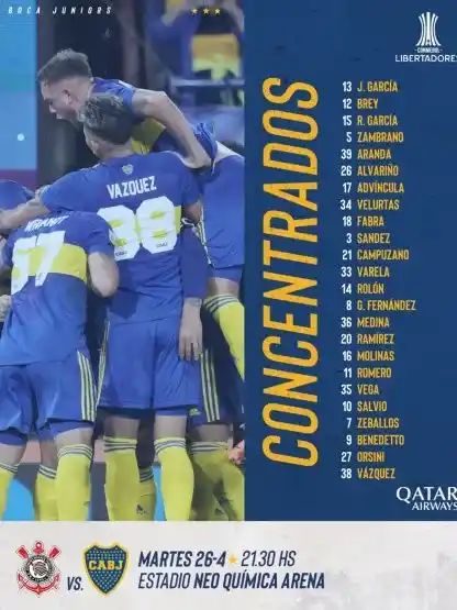 Boca viaja a Brasil y lleva lo mejor que tiene para visitar a Corinthians