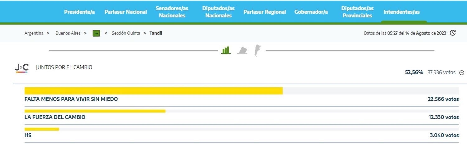 En Tandil, Milei, Santilli y Lunghi fueron los candidatos más votados