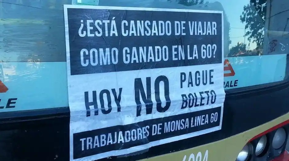 Línea 60: Por una protesta de choferes, pasajeros no pagan boleto 