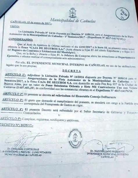 Cañuelas: El Concejo trata la adjudicación de la aseguradora de la flota vehicular municipal