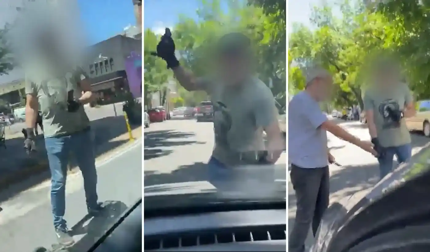 La escena quedó registrada desde el auto