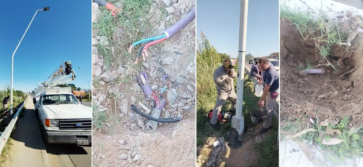 Robaron cableado subterráneo de luminarias en avenida Presidente Illia