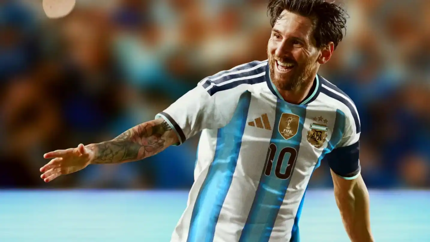 Messi con la casaca nueva de Argentina
