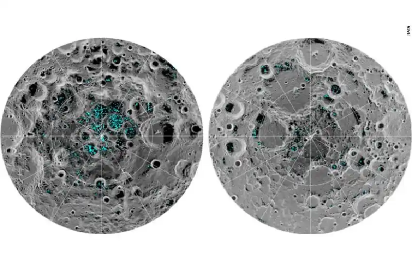 Encontraron agua congelada en la Luna