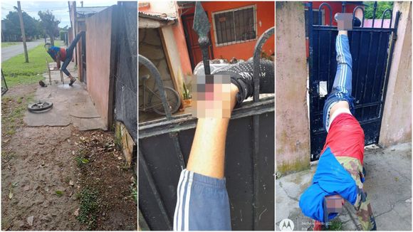 Un ladrón quedó atrapado en una reja cuando intentaba robar una casa en San Miguel: las imágenes son muy sensibles