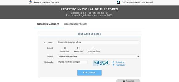 Elecciones 2025: vence el plazo para consultar por internet el padrón provisorio