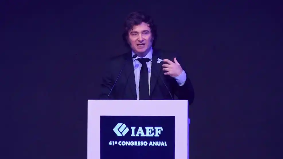 Milei ayer, en la Cumbre de IAEF.