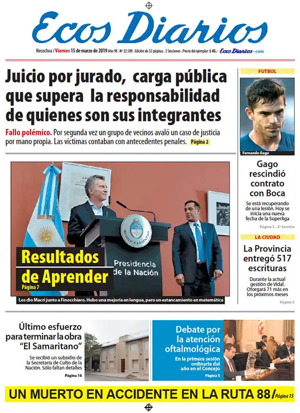 Tapa del 15 de marzo de 2019