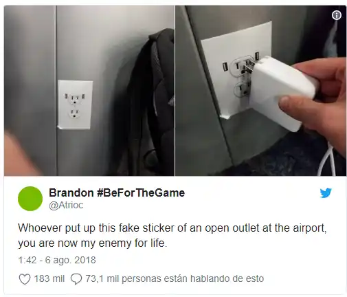 La broma de enchufes falsos en aeropuertos que se hizo viral