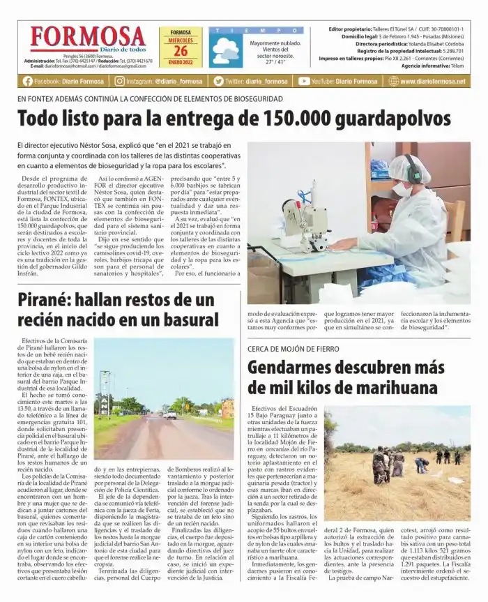 Tapa y Contratapa 26 de enero de 2022