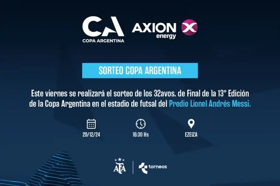Se sortea en el predio "Lionel Messi"  la Copa Argentina 2025
