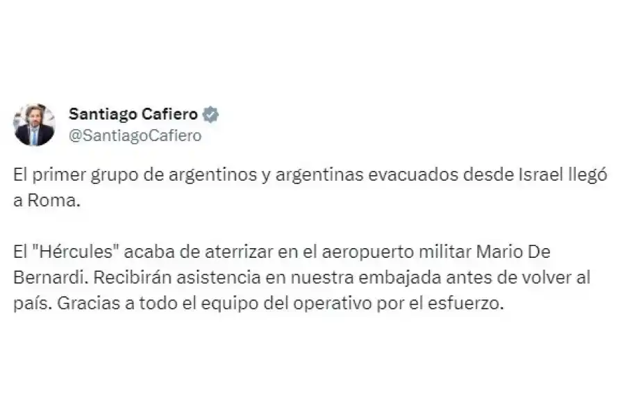 Tuit de Santiago Cafiero