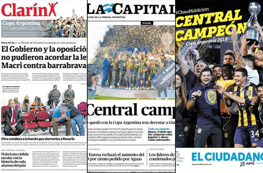 Central campeón: así titularon los distintos diarios locales y nacionales el título canalla
