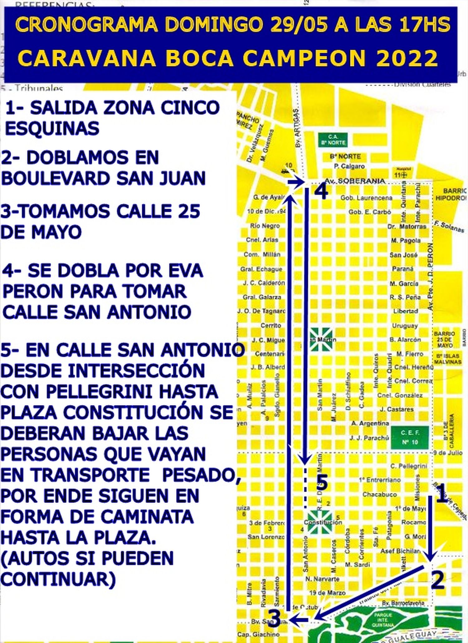 Se conoce el recorrido de la caravana xeneise