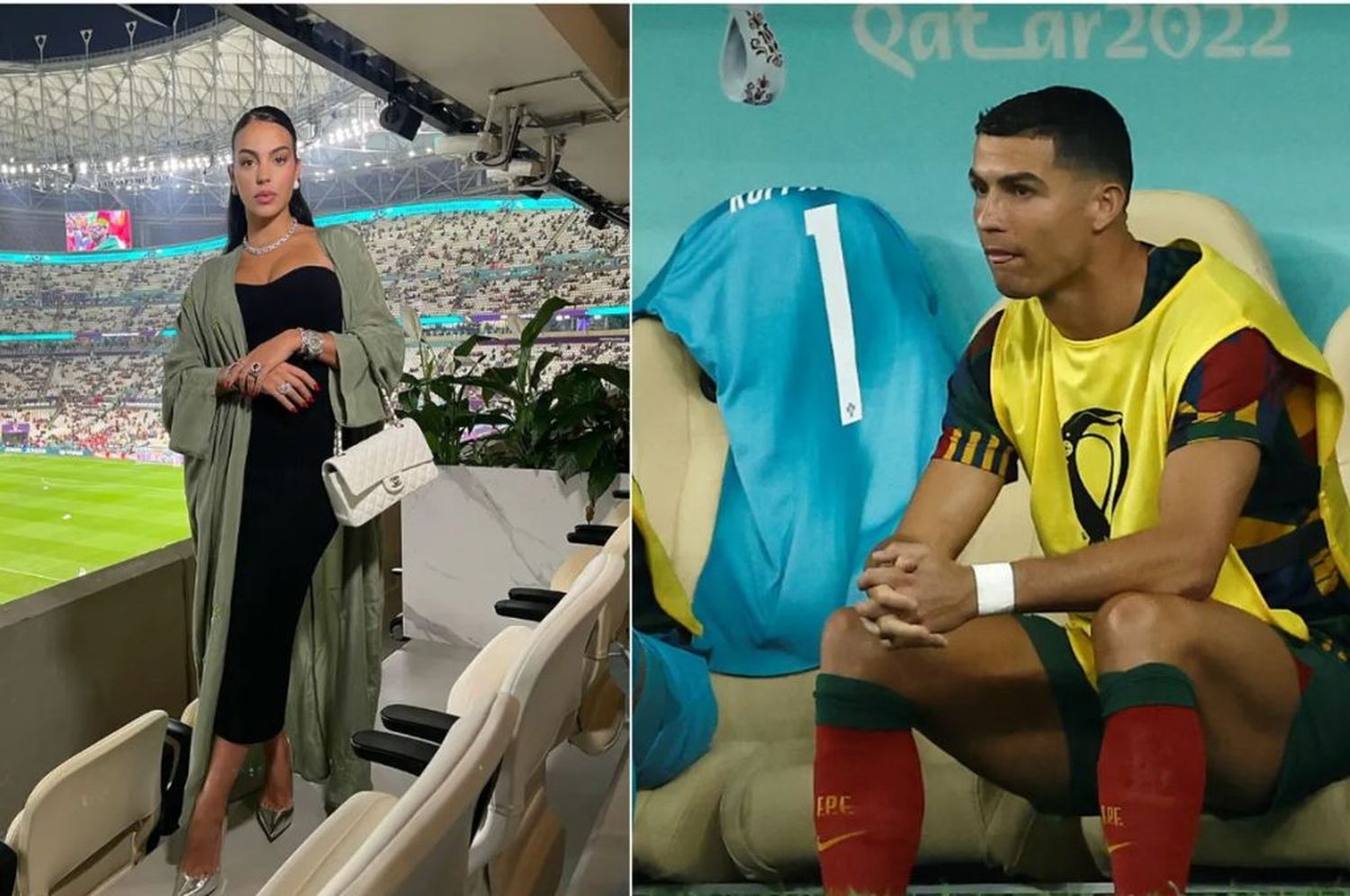 Cristiano Ronaldo fue suplente en el partido contra Suiza y su esposa mostró su descontento en las redes