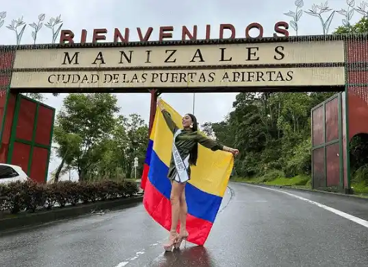 Isabella Bermúdez a su llegada a Manizales, ciudad del reinado. Foto Instagram