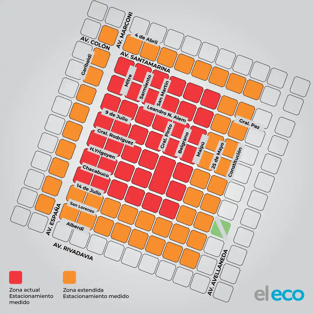 Así quedará la nueva zona de estacionamiento medido en Tandil