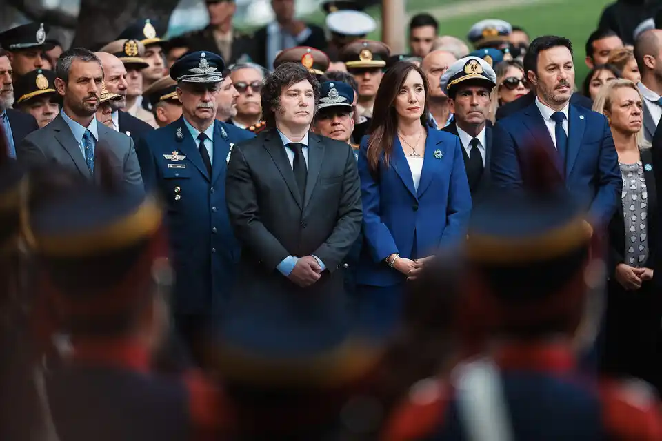 Javier Milei y Victoria Villarruel en el acto del 2 de abril.