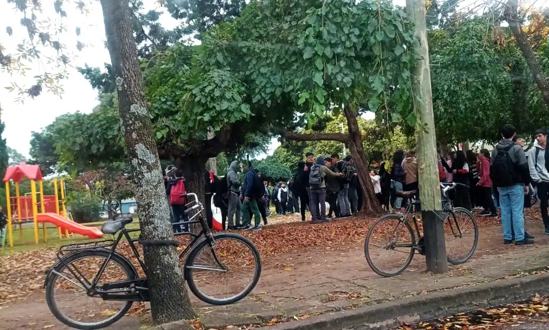 Los estudiantes fueron evacuados en plazas.
