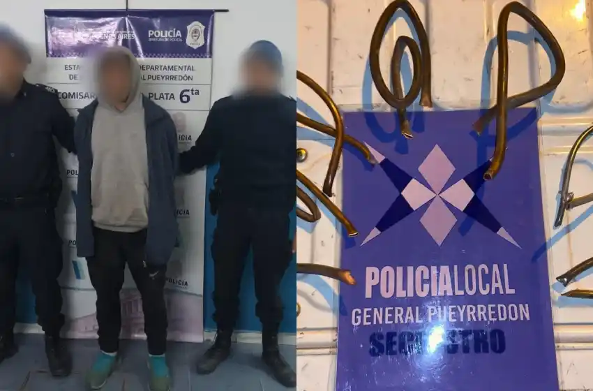 Atraparon a un malviviente con caños de cobre: tiene numerosos procesos penales