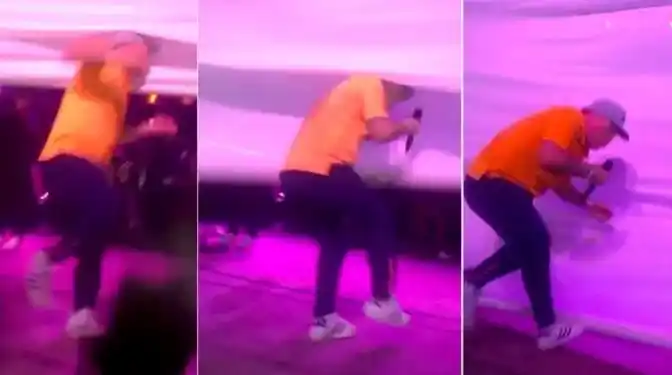 Tremendo video: El accidente que sufrió El Pepo en medio de un recital