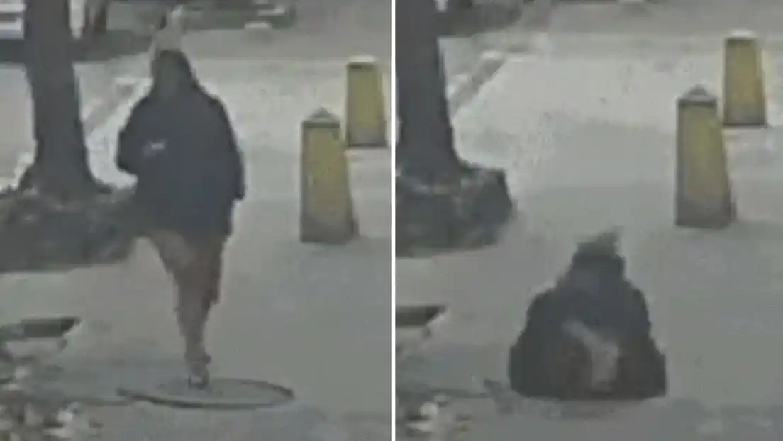 Caminaba por la calle, pisó una tapa y desapareció bajo tierra en segundos.