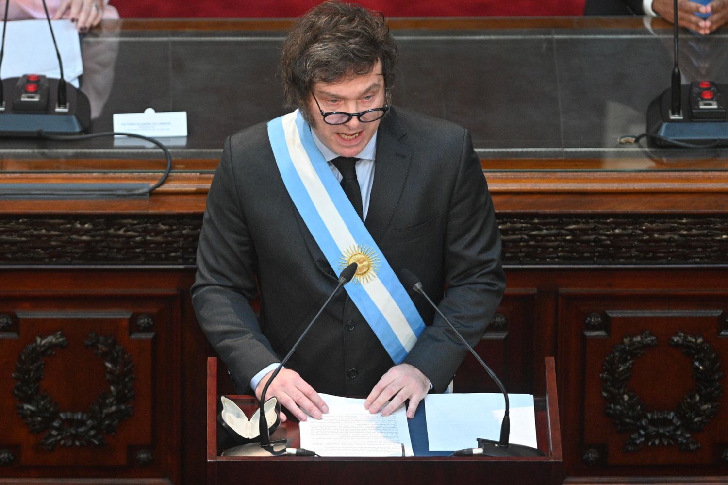 Javier Milei en su discurso inaugural en el Congreso de la Nación.