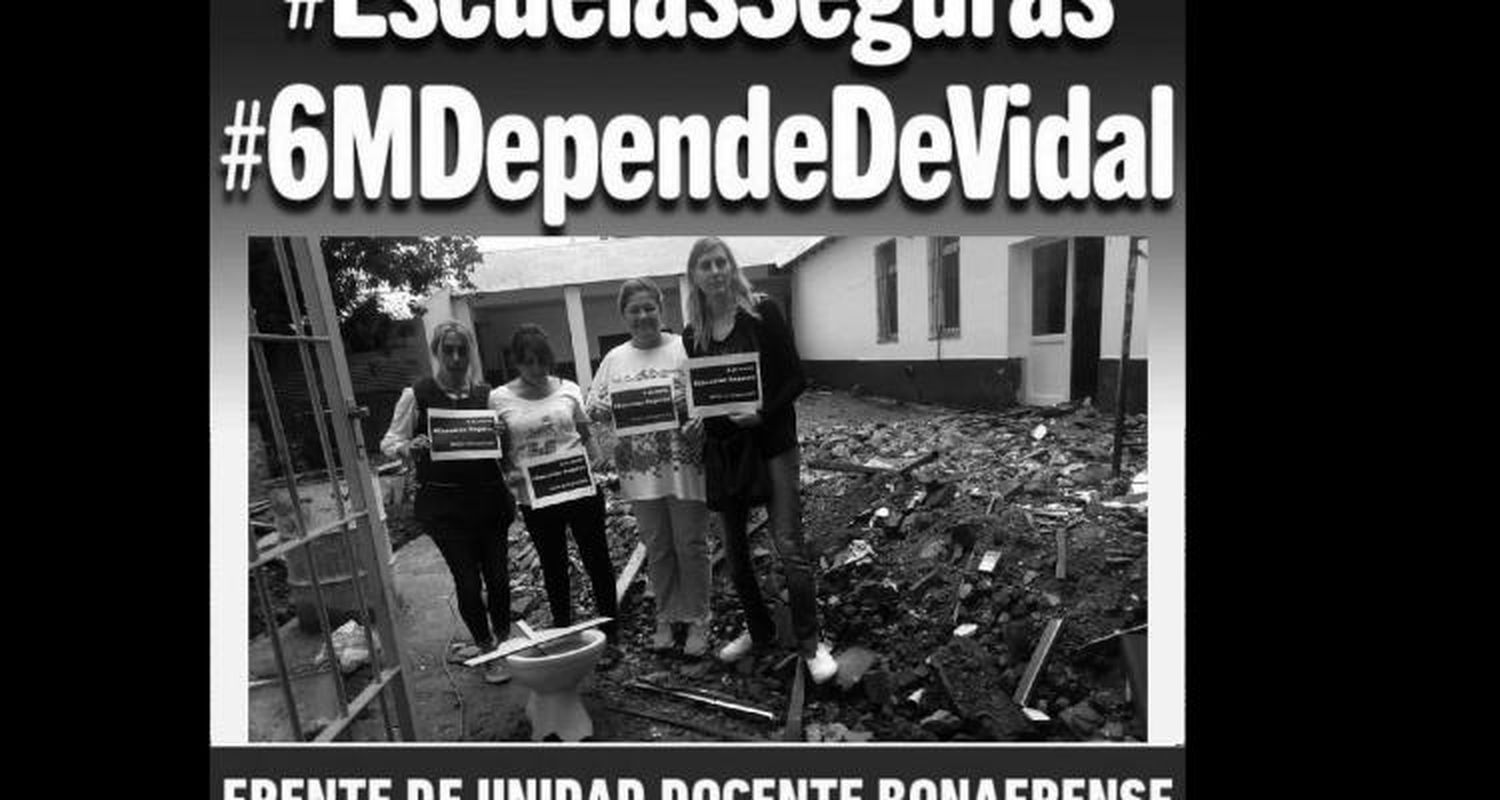 Docentes pidieron “escuelas seguras” sobre escombros de una obra y hubo polémica