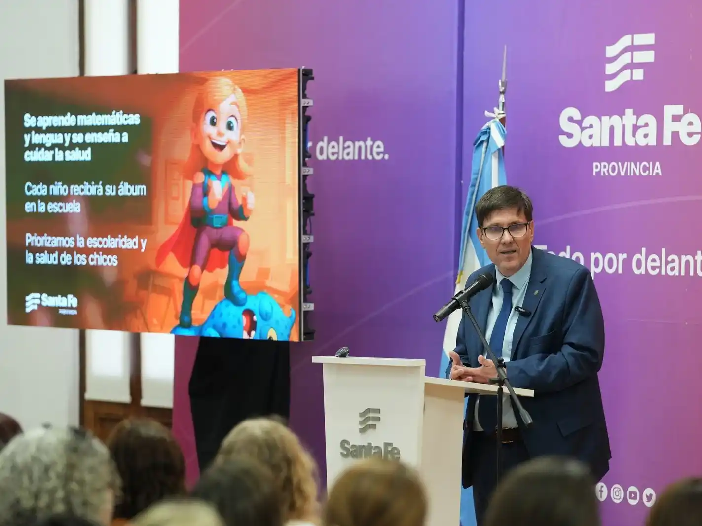 El ministro de Educación José Goity durante la presentación.