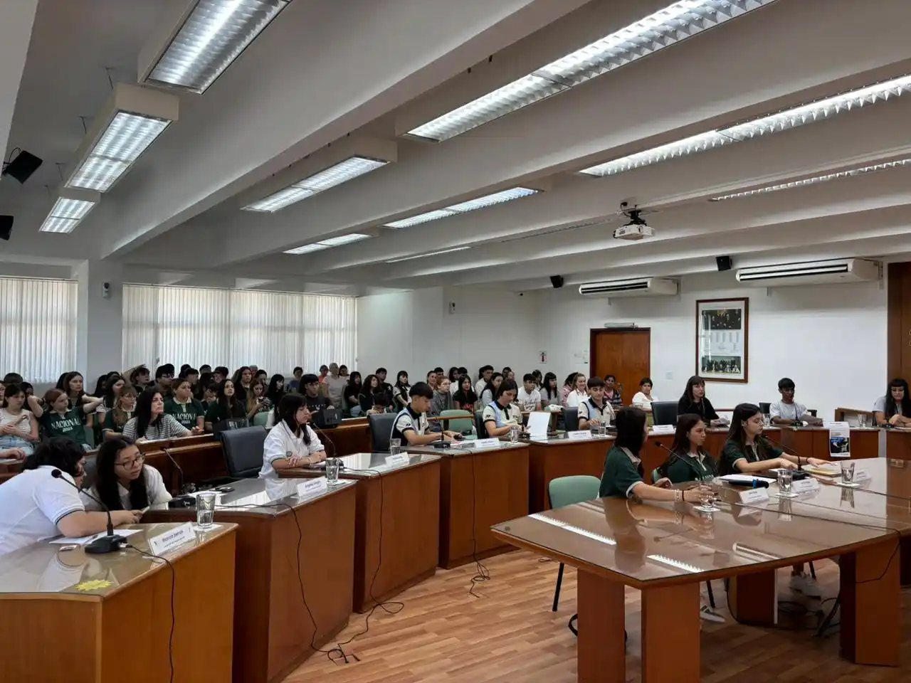 Tomás, Camila, Stefanía, Kiara - estudiantes de la EESO N°615 "Luis Alberto Spinetta" Concejo Joven: solicitaron la implementación de dispositivos de apoyo psicológico en todas las escuelas secundarias - 1