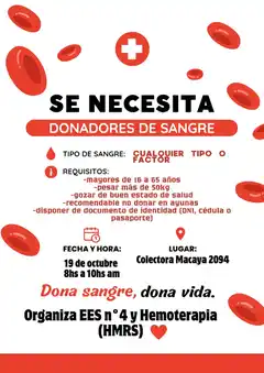 Colecta externa de sangre mañana en la secundaria N°4 “Marciano Alduncin”