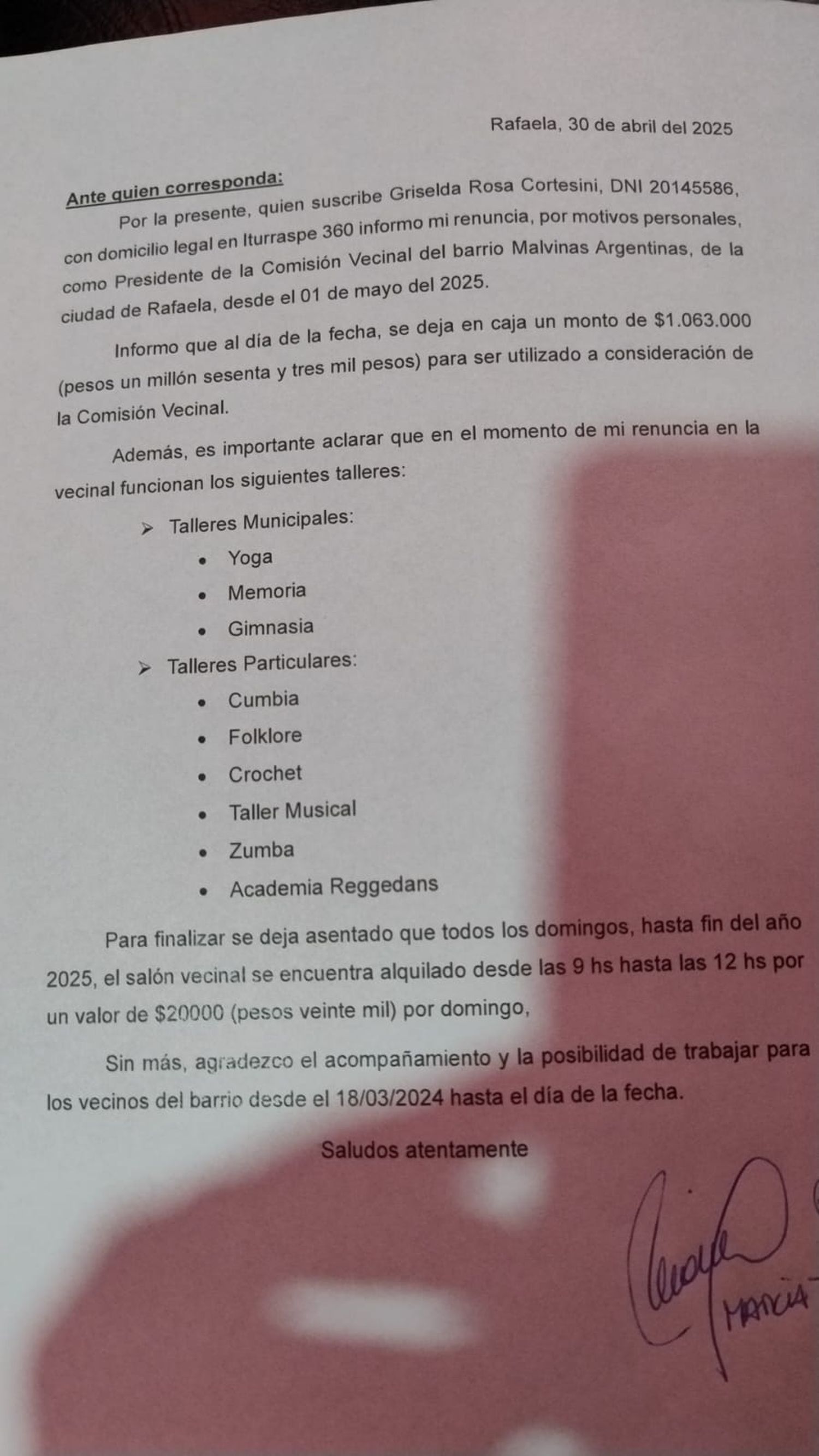 renuncia malvinas argentinas