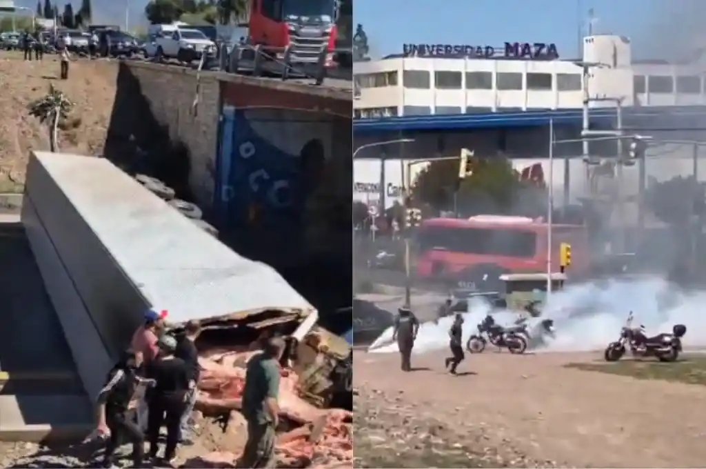 Vuelco de un camión de carne