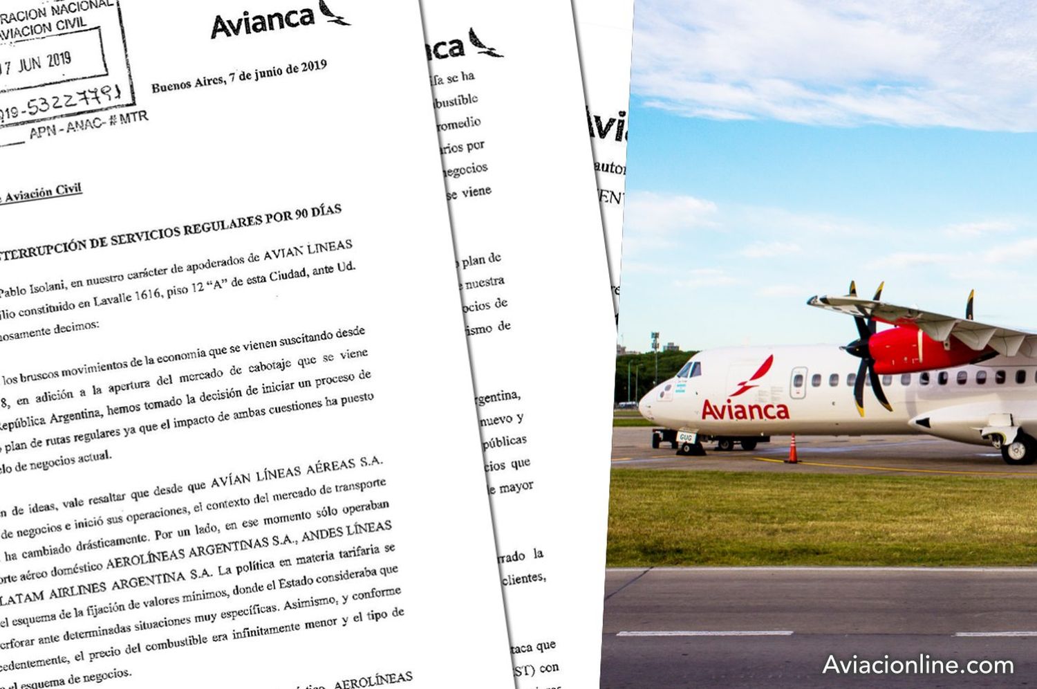 Avianca Argentina solicitó formalmente dejar de operar por 90 días