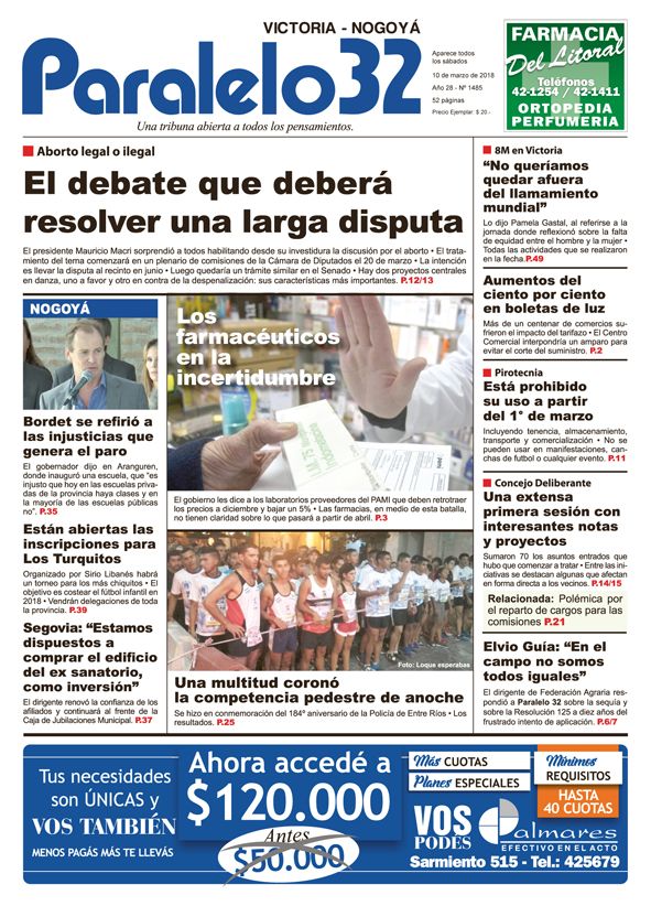 Tapa Paralelo 32 edición Victoria-Nogoyá