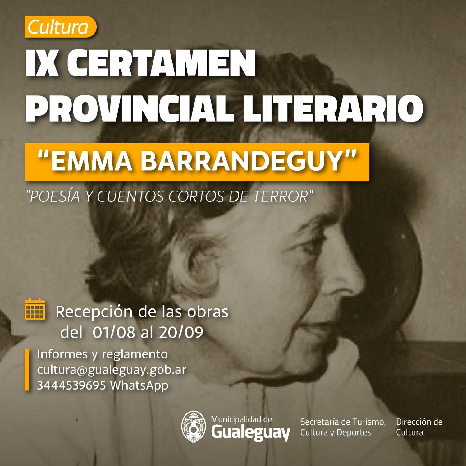 Se convoca al  IX Certamen Provincial Literario Emma Barrandeguy