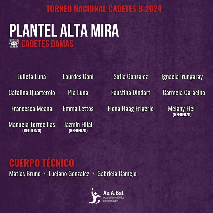 Las convocadas de Altamira. Cadetes femenino