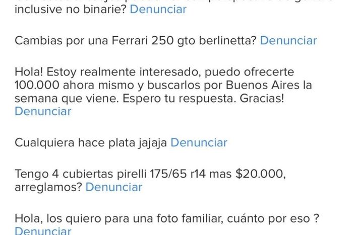 Comentarios de los usuarios en Mercado Libre