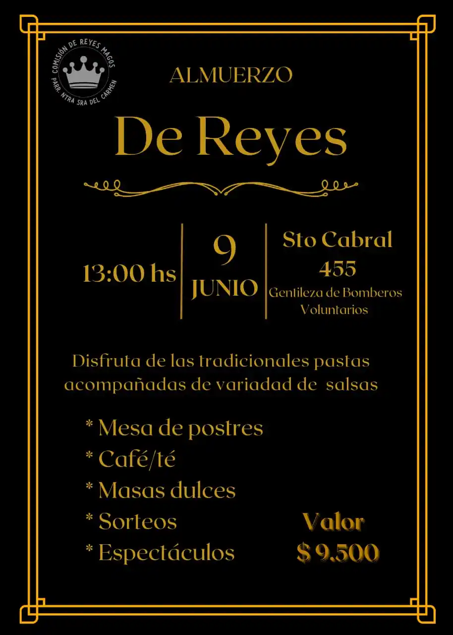 Este domingo se realizará el almuerzo de la comisión de Reyes Magos
