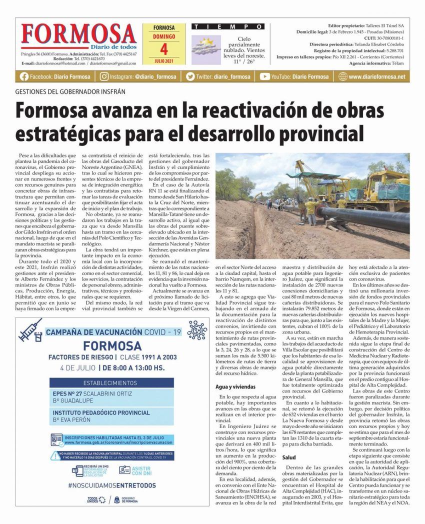Tapa y Contratapa 4 de julio de 2021