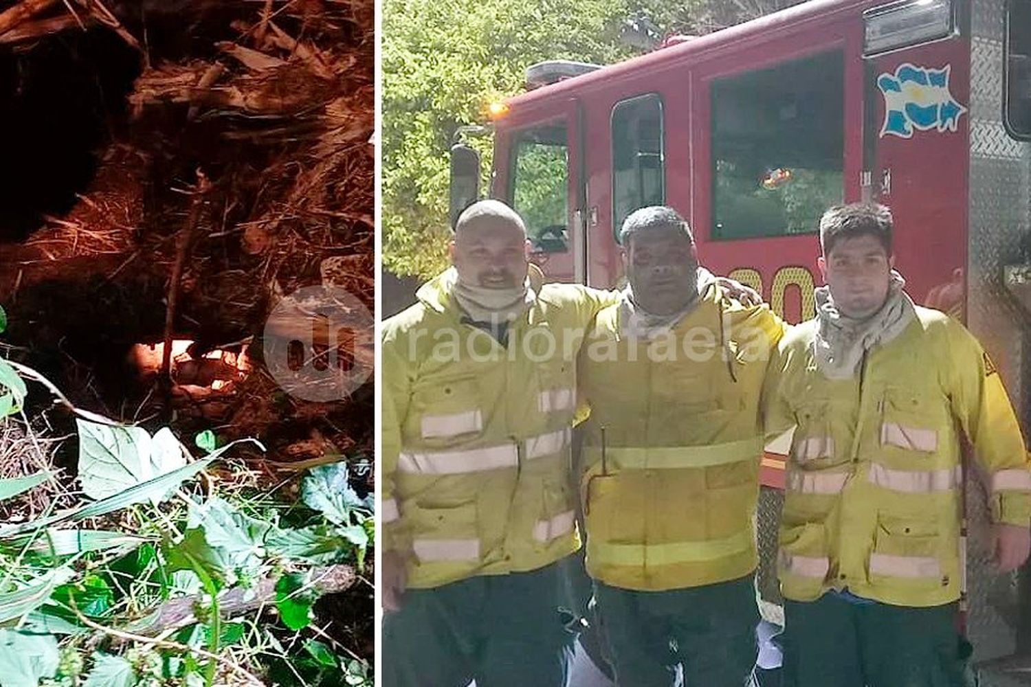 Bomberos Voluntarios de San Vicente le salvaron la vida a un perrito atrapado en un pozo negro