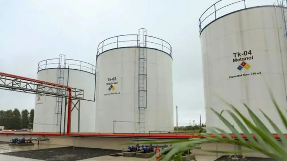 Una planta de producción de biodiésel.