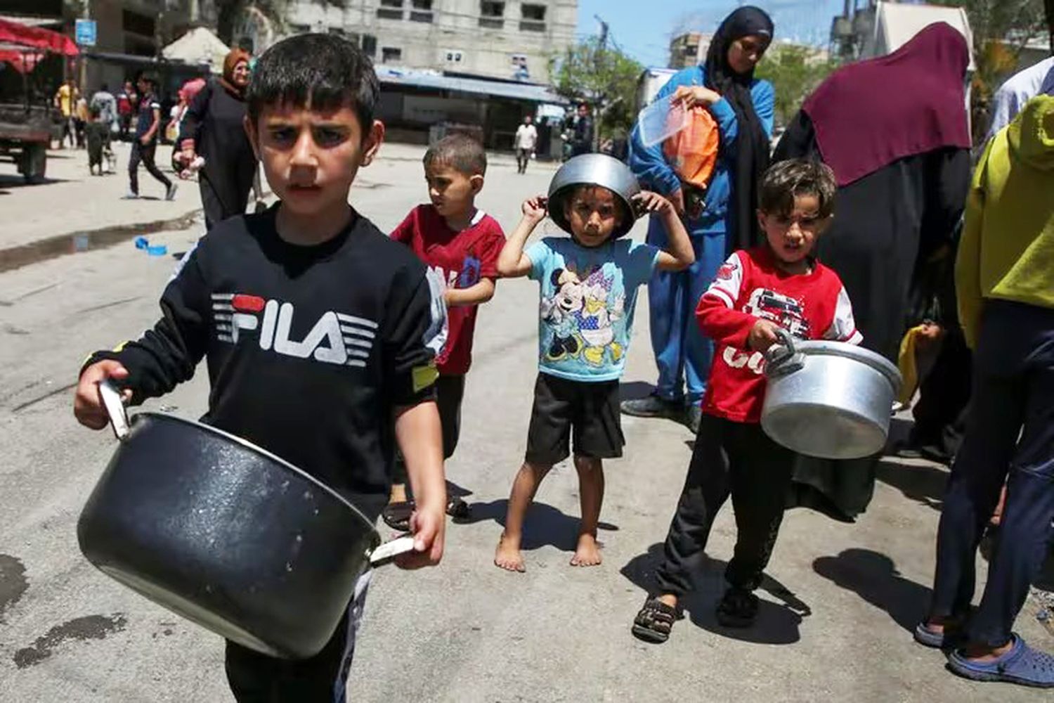 Niños palestinos en Rafah, en el sur de la Franja de Gaza