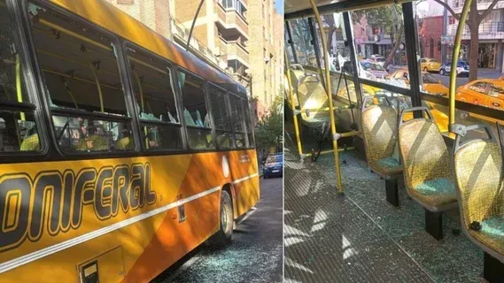 El colectivo destrozado.