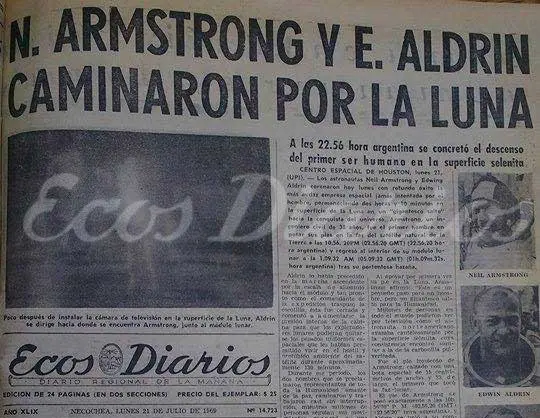 Hace 48 años el hombre llegaba a la Luna y así lo vivía Necochea