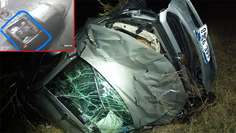Sufrieron vuelco en Entre Ríos y tras el accidente les robaron las ruedas del auto