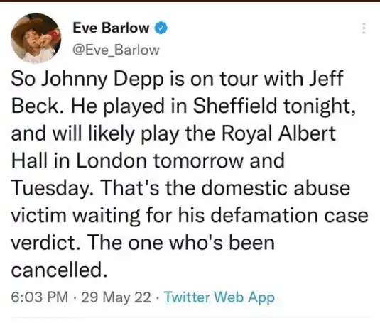 La periodista cargó contra Johnny Depp. Foto Twitter